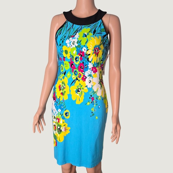 Joseph Ribkoff Dresses & Skirts - Joseph Ribkoff Floral Halter Sheath Dress 20614 Aqua Blue Size 6 NWT NEW